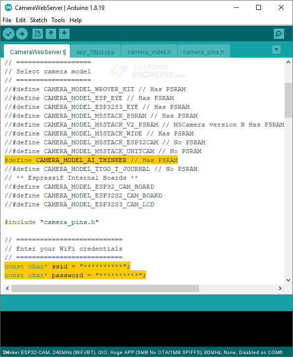 04 ESP32 CAM CameraWebServer Changes Highlighted