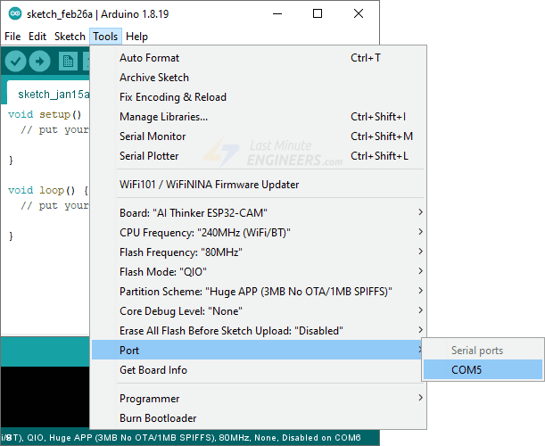 07 ESP32 CAM Port Selection