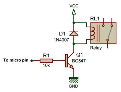 Connecting relay to microcontroller emic