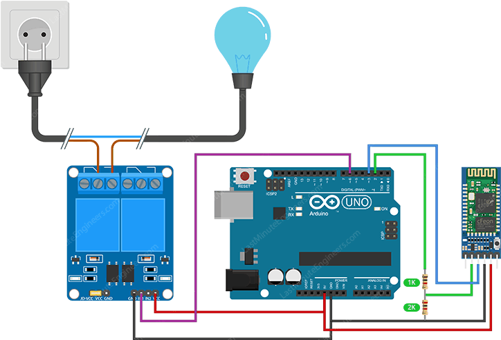 Wiring HC05 Bluetooth Module and Relay to Arduino