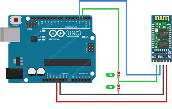 Wiring HC05 Bluetooth Module to Arduino Software UART